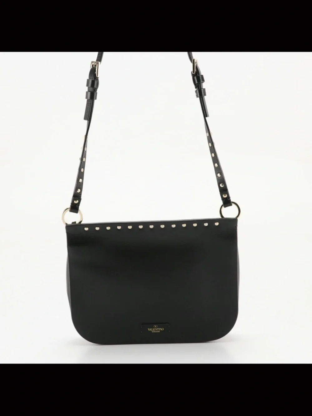 Vintage Valentino Garavani Rockstud Black Leather Saddlebag - Picture 11 of 14